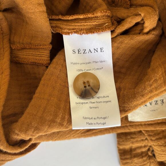 Sézane Federica Brown Short Romper Cotton Gauze Women’s Size FR 38 / US 6 - Picture 7 of 7